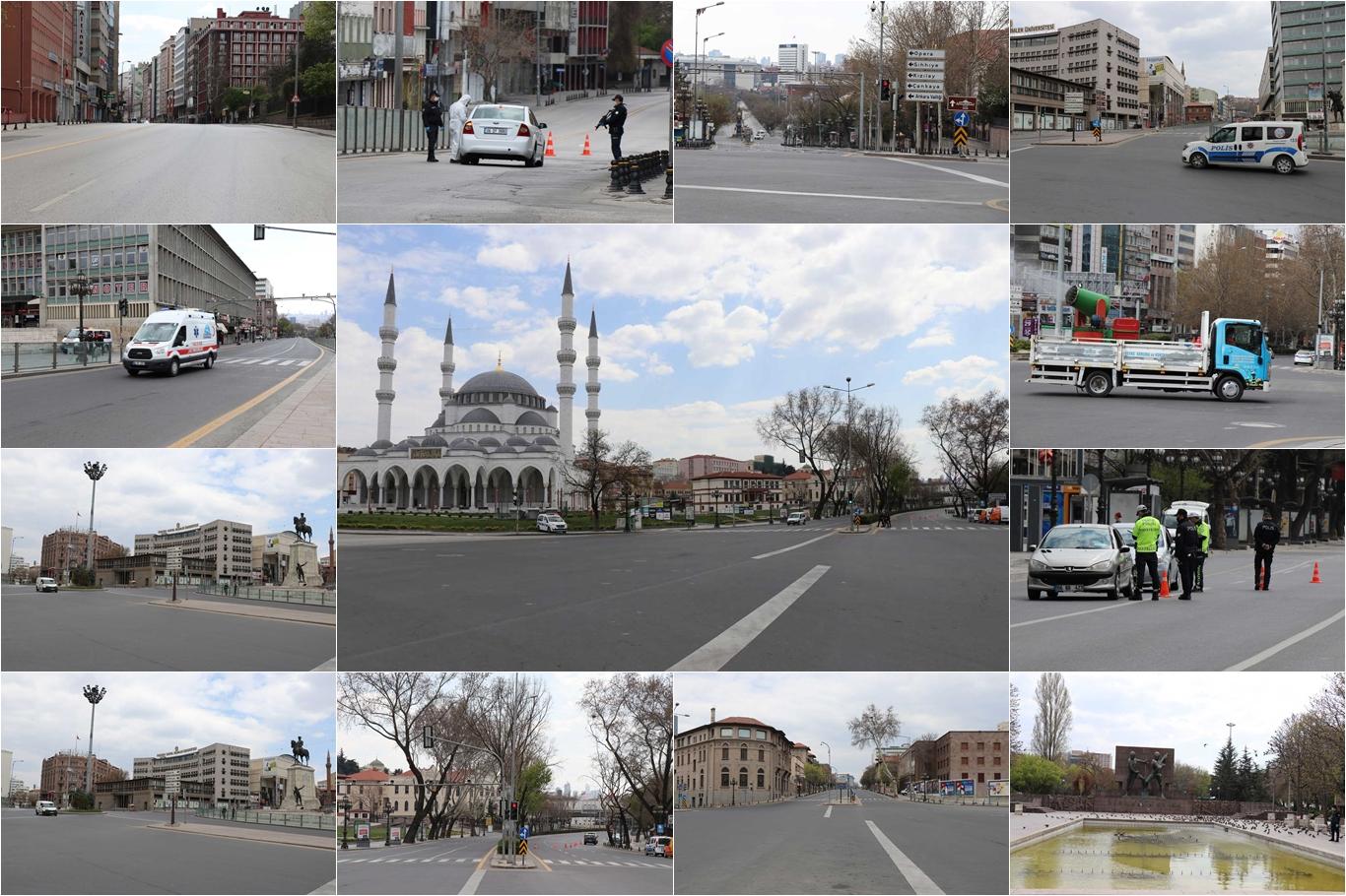 Sokağa çıkma yasağı ile birlikte Ankara sessizliğe büründü Sokağa çıkma yasağı ile birlikte Ankara sessizliğe büründü